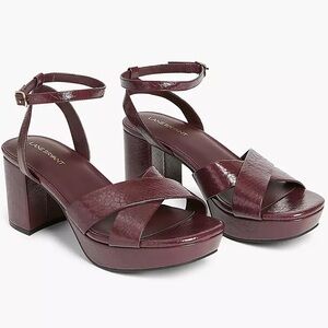 Lane Bryant Maroon Dream Cloud Croco Faux-Leather Platform Strappy Heel, 10 Wide